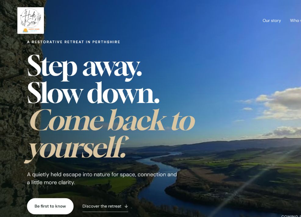 Hide and Seek Retreat website screenshot