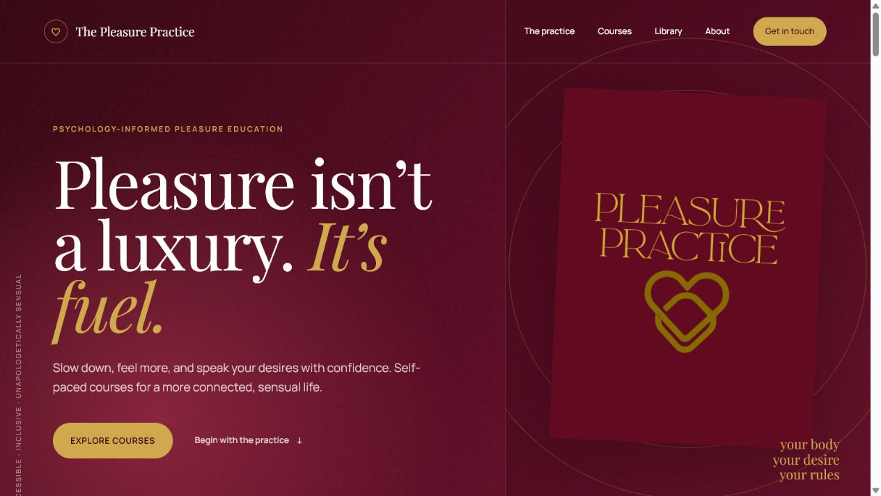 The Pleasure Practice website screenshot